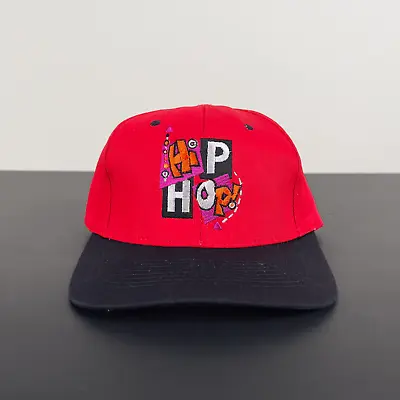 Vintage 90s Hip Hop Themed Red Snapback Baseball Cap Pre-Owned KC Caps Hat • $10