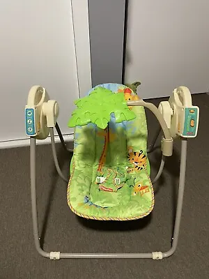 Fisher Price Rainforest Open Top Take Along Swing Lights 5 Speed/7 Song Portable • $60
