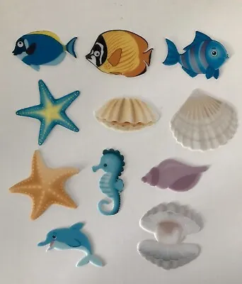 15 PRE CUT Sea Underwater Fish Theme Edible Wafer Paper Cupcake Toppers • £1.50