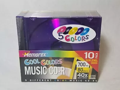 Memorex Music CD-R Cool Colors 10pk  40X 700MB 80 Min Recordable NEW SEALED • $9.99