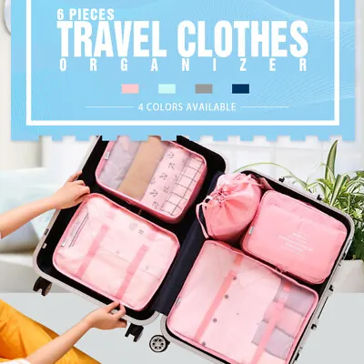 $17.95 • Buy 6Pcs 280T Nylon Waterproof Packing Cubes Large Travel Luggage Organizer Storage