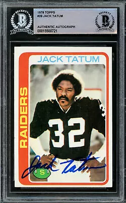 Jack Tatum Autographed 1978 Topps Card #28 Oakland Raiders Beckett BAS #15500721 • $149