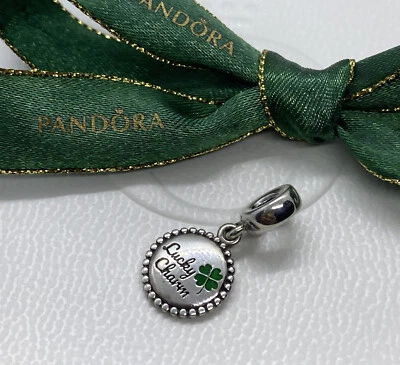 $62 • Buy Pandora Lucky Dangle Charm - Sterling Green Clover ENG791169_81 Authentic Ale