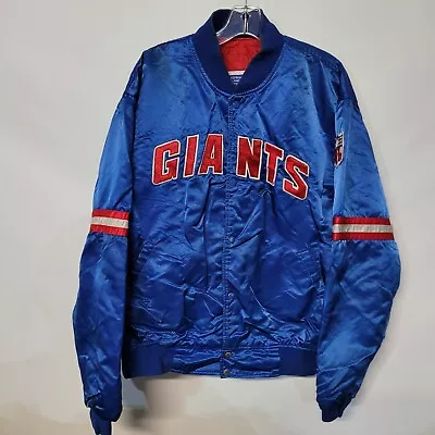 Vintage 90s Starter NFL New York Giants Starter Satin Bomber Jacket Mens 2XL • $119.99