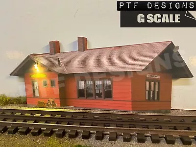 G Scale TRAIN STATION - Trackside Building Flat W/LED Background -LGB INDOORS* • $32.99