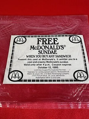 Vintage McDonalds 1980 Coupon Gift Certificate Free Sundae Bic Shaver • $9.95