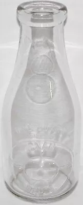 Vintage Milk Bottle GNAU BROS Arrow Apple TREQ Embossed Quart Tell City Indiana • $13.49