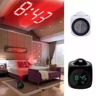 Black LCD Multi-Angle Projection Alarm Clock With Snooze & Temperature NEW! • $7.95