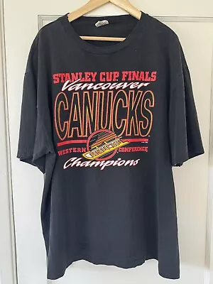 Vintage Vancouver Canucks T Shirt Single Stitched 90’s XL 25x31 • $21.50