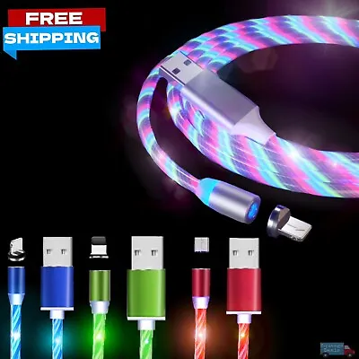 Light Up Magnetic Charger Cable LED Phone Charging Adapter For IPhone Type C USB • $5.99