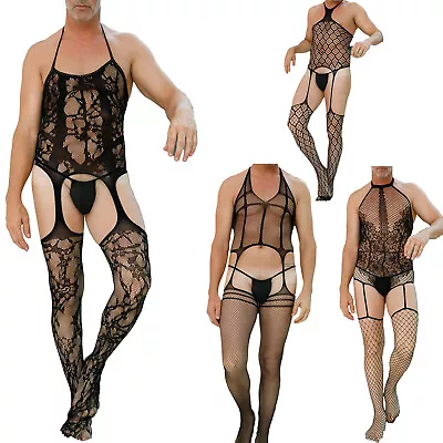 Mens Bodystockings Thong One Piece Jumpsuit Sleeveless Skinny Jumpsuit Bikini • $7.59