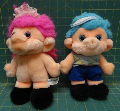 £8.01 • Buy 10  Trolio Troll Dolls 1992, Blue And Pink Hair Plush Stuffed Animal (Lot Of 2)