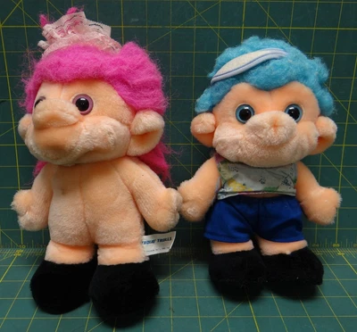 £8.01 • Buy 10  Trolio Troll Dolls 1992, Blue And Pink Hair Plush Stuffed Animal (Lot Of 2)