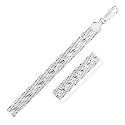 Sterling Silver Rhodium Plated Herringbone Chain (9.50 Mm) • $172.99