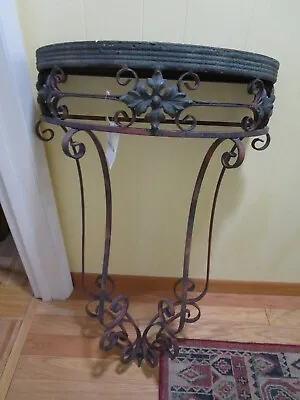 Metal Wall Mounted Demilune Console Floating Distressed Table Hall Entry 38.25 T • $198