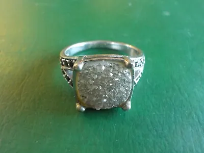 $8.99 • Buy Sterling Silver Ring Size 8 With Clear Stones .925  (SE BX)