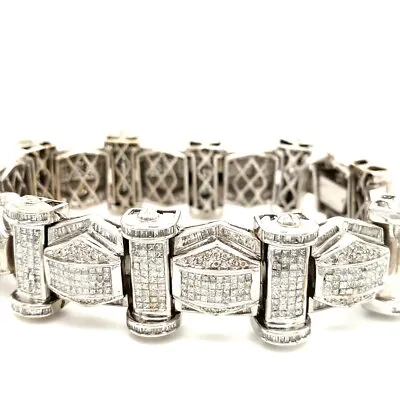 SOLID 14K WHITE GOLD 15ctw DIAMOND 8 7/8  120 GRAMS MEN'S HIP HOP BRACELET #8911 • $10999.99