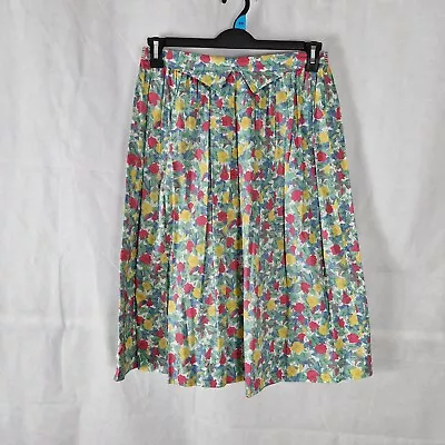 Ladies Skirt Size 12 14 Vintage Liberty Print Summer Cotton Pink Green • £24.99
