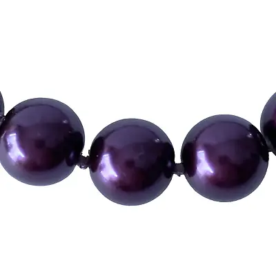 Vintage Deep Rich Purple Faux Pearl Bead Necklace - Knotted ~ 19  • $14.99