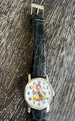 Vintage 1980 Ronald McDonald Watch Swiss Stainless Steel Leather Wrist Band 8.6” • $50