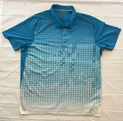 Oakley Ohydrolix Men's Blue Golf Polo Shirt Breathable Quick Dry Wicking 2XL • $24.99