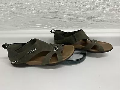 MERRELL Flaxen Olive Sandals Womens Size 6 Leather Open Toe Shoes J89350 EUC • $23