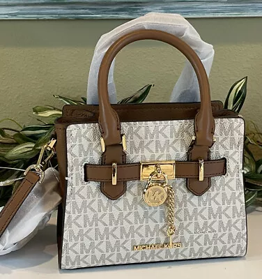 Michael Kors Hamilton Xs Mini Crossbody Satchel Mk Key Lock Bag Vanilla Logo • $107.99