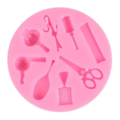 Baking Mold Hairdressing Tool Comb Scissors Hair Dryer Mirror Cake Decorations • £4.60