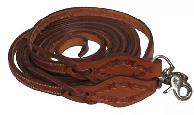 Showman Argentina Cow Leather Barbed Wire Tooled Split Reins • $32.95