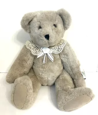 Vintage Vermont Teddy Bear Co 1991 Lace Collar Jointed Beige Large Big Plush 20” • $39.95