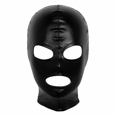 US Unisex Mens Wet Look Latex Mask Hood Open Mouth Eye Headgear Cosplay Costume • $8.36