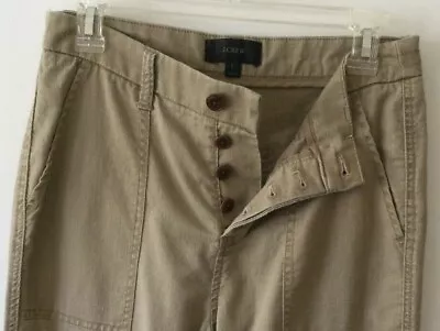 J.Crew Women's Button Fly Straight Khaki Pants~High Rise~100% Cotton~Brown~2~EUC • $12