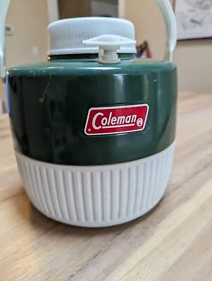 Vintage Coleman 1 Gallon Green & White Water Cooler Jug USA 1976 • $13.97