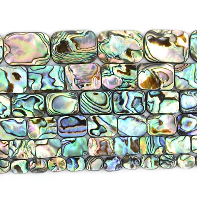 10-25mm Natural Abalone Shell Flat Rectangle Loose Beads Strand 16  • $17.65