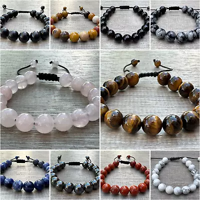 Grade A++ Gemstone Bead Adjustable Bracelet 10mm Genuine Crystals Bracelets • $11.95