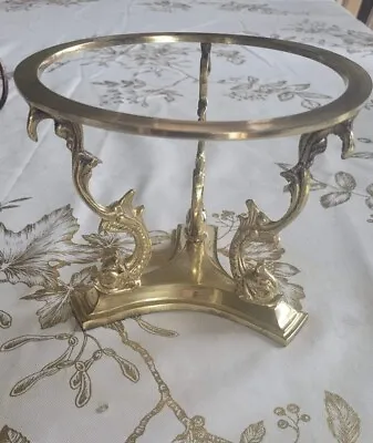 $55.99 • Buy Vtg Brass Tripod 6.5 Inch Stand For Crystal Bowl Candle Orb DRAGON KOI DOLPHIN 