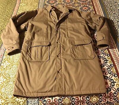 Vintage LL Bean Mens Lg Long Wool Lined Jacket Winter Coat Long USA Khaki • $80