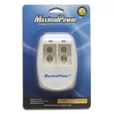 MaximalPower Dual 9 Volt Li-Ion Rechargeable Battery Wall Charger 9V Batteries • $9.88