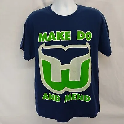 Make Do And Mend Hartford Whalers Rare Navy Blue Cotton T-Shirt Men's Large • $24.19