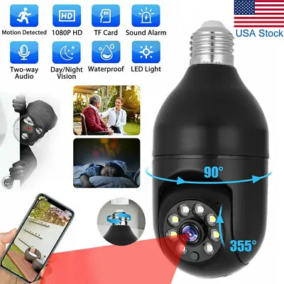 $23.55 • Buy 360° Light Bulb WiFi Camera Wireless Home Security Cam Waterproof IR Night Smart
