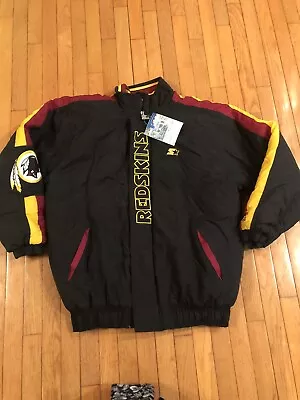 Vintage 90s PRO LINE Starter Washington Redskins Jacket Men's Red Puffer Coat XL • $230