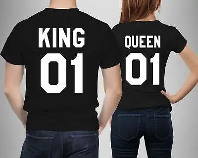 King 01 And Queen 01 Couple T Shirts Men Women Best Couple Gift • £9.99