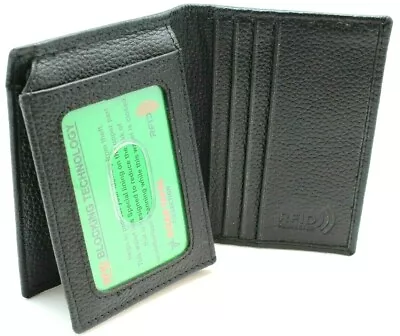 RFID Safe Top Grain Leather L-Fold Wallet For Men Student ID Card Case Holder  • $24.99