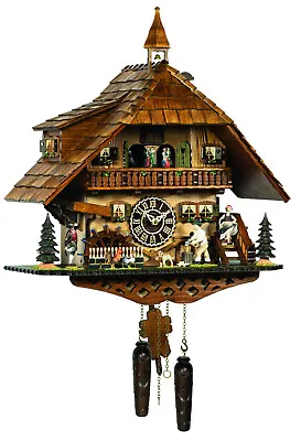 Cuckoo Clock Black Forest Quartz German Music Quarz Chalet Wood Chopper New • $599