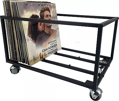 Vinyl Record Storage Holder On Wheels - Holds Up To 100 LP - Now Playing Vinyl • $55.99