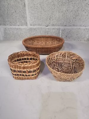 3 Lot VINTAGE Mike Smith BASKET Pacific Northwest Artist Baskets • $23.60