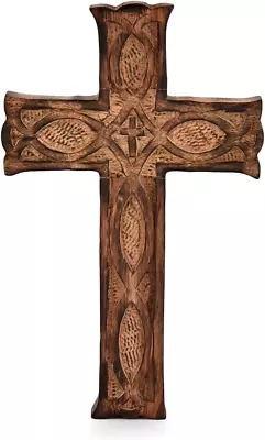 Handmade Wooden Wall Cross Carved Crucifix Holy Church Catholic Home Room Decor • $16.94