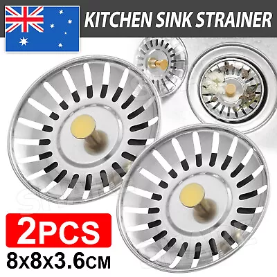 $4.95 • Buy 2X High Quality Stainless Steel Kitchen Waste Sink Drain Strainer Plug Stopper