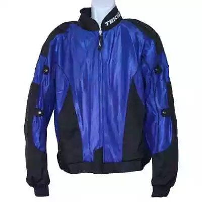 Teknic Motorcycle Padded Jacket Blue Mesh Reflective Lined Men's 48/58 2XL • $54.95