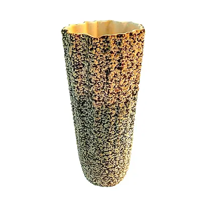 Vintage Royal Haeger 12  Mid Century Modern Vase Brown Popcorn Stone Lace Glaze • $35